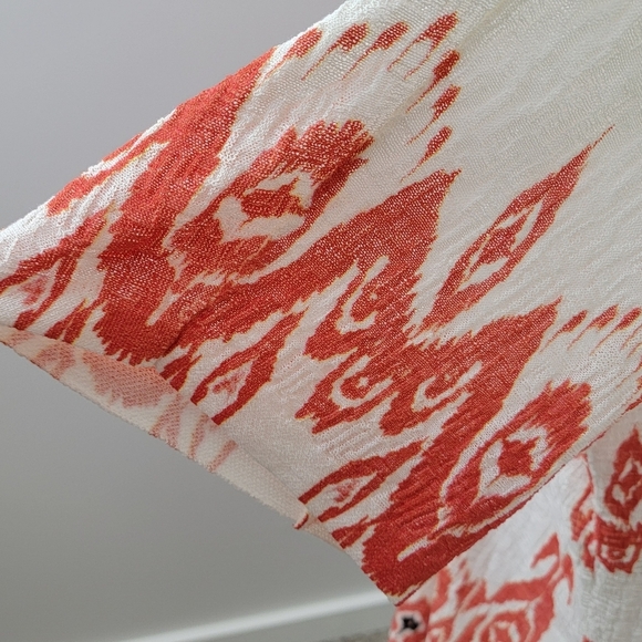 Chico's Flame Scarlet Beach Comber 3/4 Sleeve Long Cardigan Sweater Sz 3 ( XL) - Picture 6 of 12